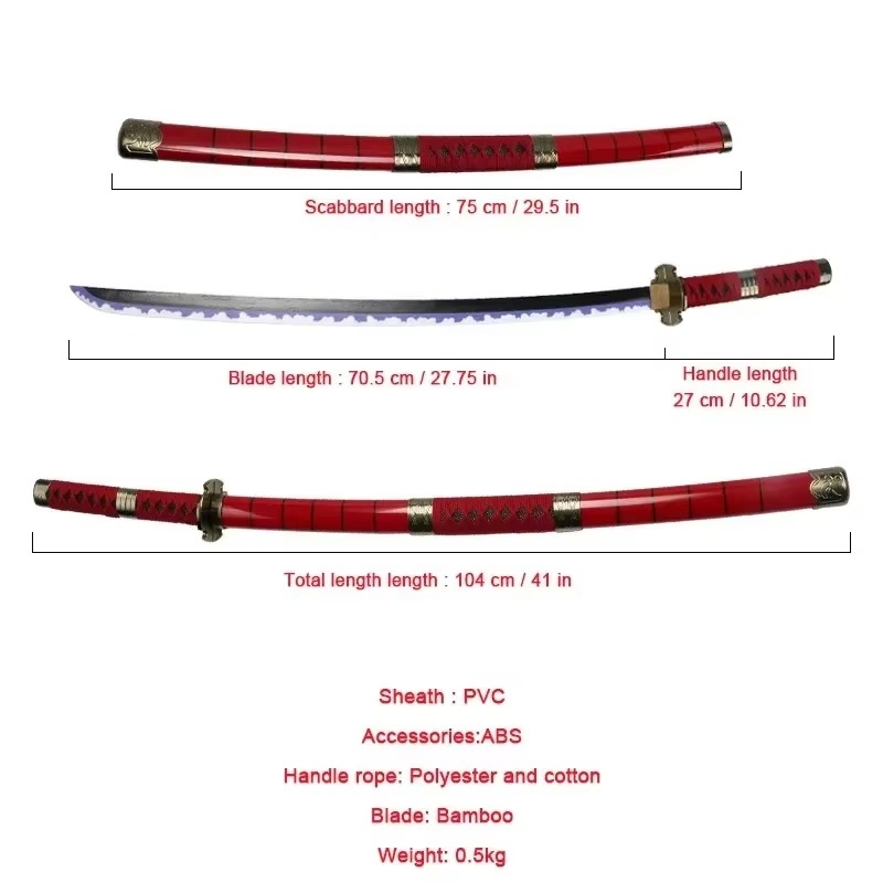 Pedang Katana Roronoa Zoro 40  - Cosplay Prop Dagger ulasan dan harga